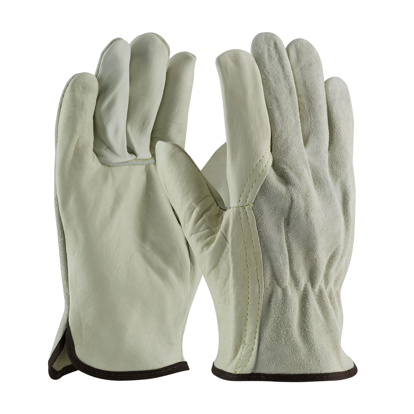 PIP 68-162SB/L Regular Grade Top Grain Drivers Glove with Shoulder Split Cowhide Leather Back and Kevlar Stitching - Wing Thumb - Large PID-68 1625B/L
