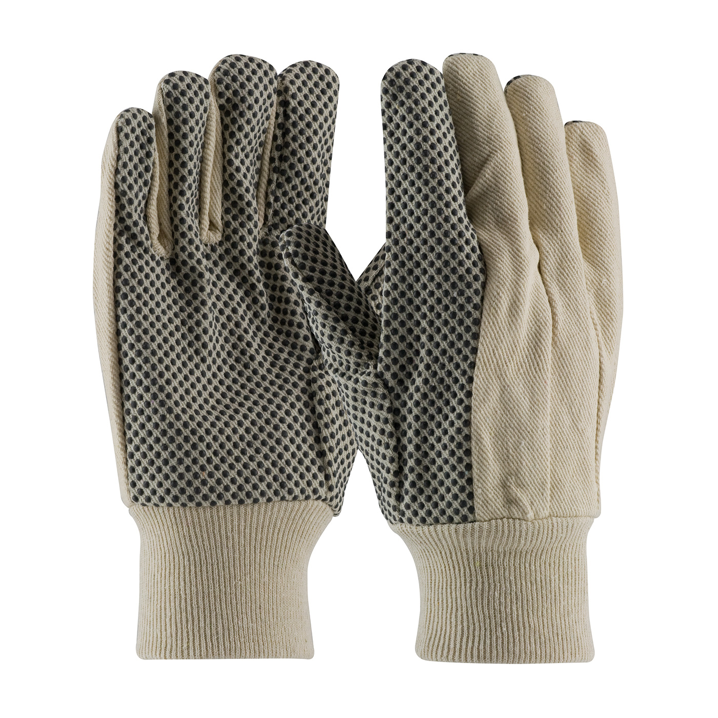 PIP 91-908PD Premium Grade Cotton Canvas Glove with PVC Dot Grip on Palm, Thumb and Forefinger - 8 oz PID-91 908PD