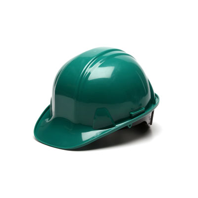 Pyramex HP14135 Hard Hat - Green 4 Pt Ratchet Suspension (Box of 16) PYR-HP14135BX