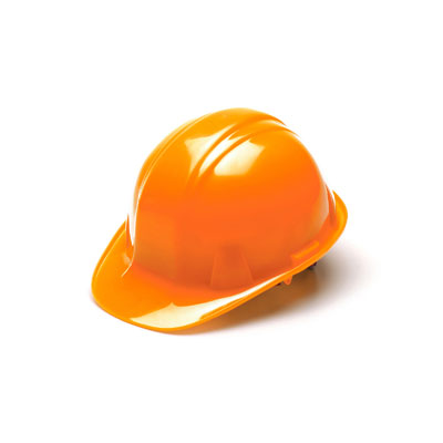 Pyramex HP14141 Hard Hat - Hi Vis Orange 4 Pt Ratchet Suspension (Box of 16) PYR-HP14141BX