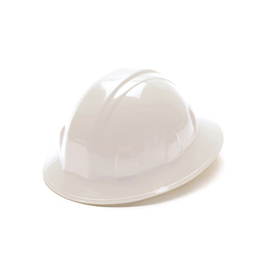 Pyramex HP24110 Full Brim Hard Hat - White 4 Pt Ratchet Suspension (Box of 12) HP24110