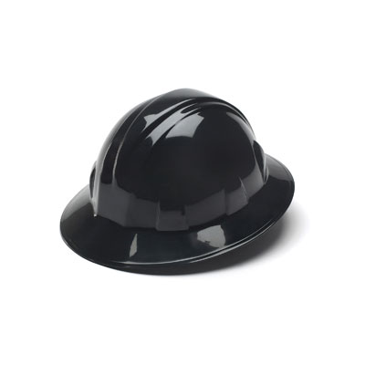 Pyramex HP24111 Full Brim Hard Hat - Black 4 Pt Ratchet Suspension (Box of 12) PYR-HP24111BX