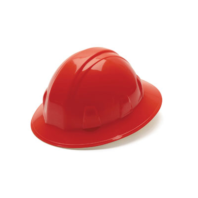 Pyramex HP24120 Full Brim Hard Hat - Red 4 Pt Ratchet Suspension (Box of 12) PYR-HP24120BX