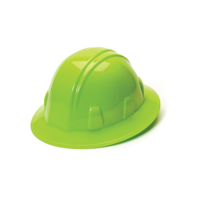 Pyramex HP24131 Full Brim Hard Hat - Hi Vis Green 4 Pt Ratchet Suspension (Box of 12) PYR-HP24131BX