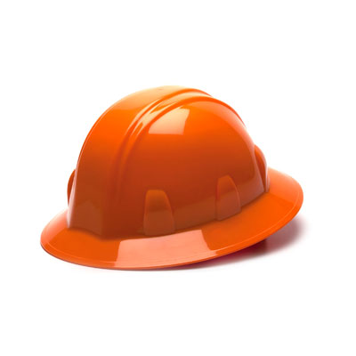 Pyramex HP24140 Full Brim Hard Hat - Orange 4 Pt Ratchet Suspension (Box of 12) PYR-HP24140BX