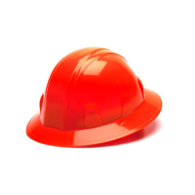 Pyramex HP24141 Full Brim Hard Hat - Hi Vis Orange 4 Pt Ratchet Suspension (Box of 12) PYR-HP24141BX