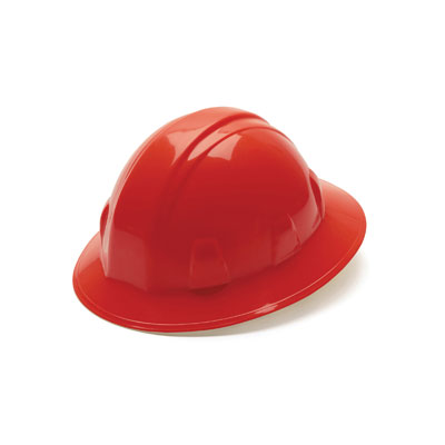 Pyramex HP26120 Full Brim Hard Hat - Red 6 Pt Ratchet Suspension (Box of 12) PYR-HP26120