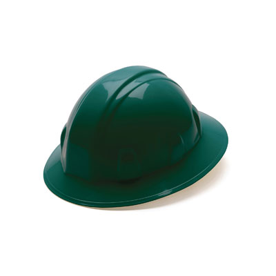 Pyramex HP26135 Full Brim Hard Hat - Green 6 Pt Ratchet Suspension (Box of 12) PYR-HP26135BX