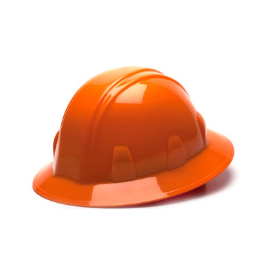 Pyramex HP26140 Full Brim Hard Hat - Orange 6 Pt Ratchet Suspension (Box of 12) PYR-HP26140BX