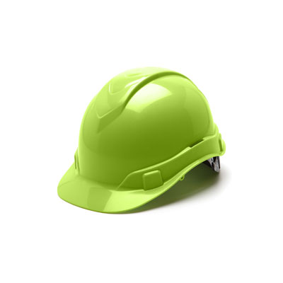 Pyramex HP44131 Hard Hat - Hi Vis Green 4 Pt Ratchet Suspension (Box of 16) PYR-HP44131BX