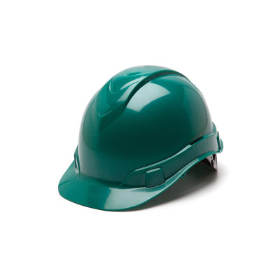 Pyramex HP44135 Hard Hat - Green 4 Pt Ratchet Suspension (Box of 16) PYR-HP44135BX