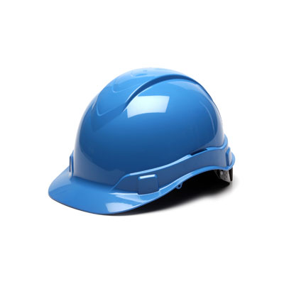 Pyramex HP44162 Hard Hat - Light Blue 4 Pt Ratchet Suspension (Box of 16) PYR-HP44162BX