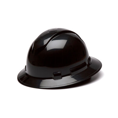 Pyramex HP54111 Full Brim Hard Hat - Black 4 Pt Ratchet Suspension (Box of 12) PYR-HP54111BX