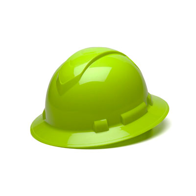 Pyramex HP54131 Full Brim Hard Hat - Hi Vis Lime 4 Pt Ratchet Suspension (Box of 12) PYR-HP54131BX