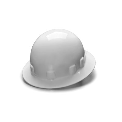 Pyramex HPS24110 Sleek Shell Hard Hat - White Full Brim 4 Pt Ratchet Suspension (Box of 12) PYR-HPS24110