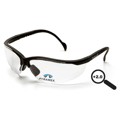 Pyramex SB1810R20T V2 Readers - Black Frame/Clear - Plus 2.0 Lens Anti-Fog (Box of 6) SB1810R20T