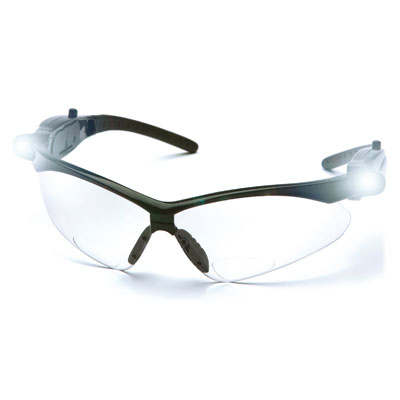 Pyramex SB6310STPLEDR15 PMXTREME Readers - Black Frame/Clear Anti-Fog - Plus 1.5 Lens w/LED Temples (Box of 6) PYR-SB6310STPL15BX