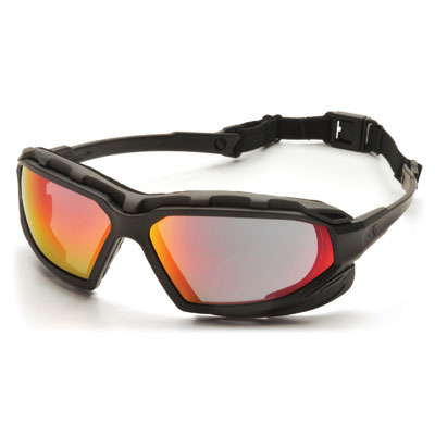 Pyramex SBG5055DT Highlander Plus - Black-Gray Frame/Sky Red Mirror Anti-Fog Lens (Box of 12) PYR-SBG5055DTBX