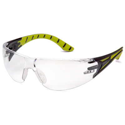 Pyramex SBGR9610S Endeavor Plus - Black-Green Frame/Clear Lens (Box of 12) PYR-SBGR9610SBX