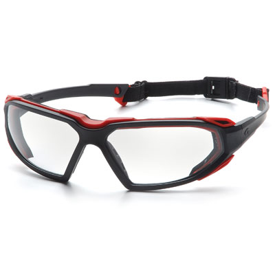 Pyramex SBR5010DT Highlander - Black-Red Frame/Clear Anti-Fog Lens (Box of 12) PYR-SBR5010DTBX