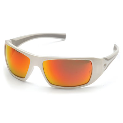 Pyramex SW5655D Goliath - White Frame/Sky Red Mirror Lens (Box of 12) PYR-SW5655DBX