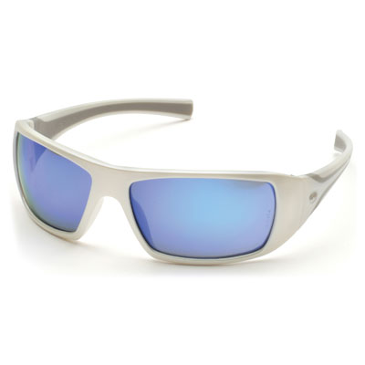 Pyramex SW5665D Goliath - White Frame/Ice Blue Mirror Lens (Box of 12) PYR-SW5665DBX