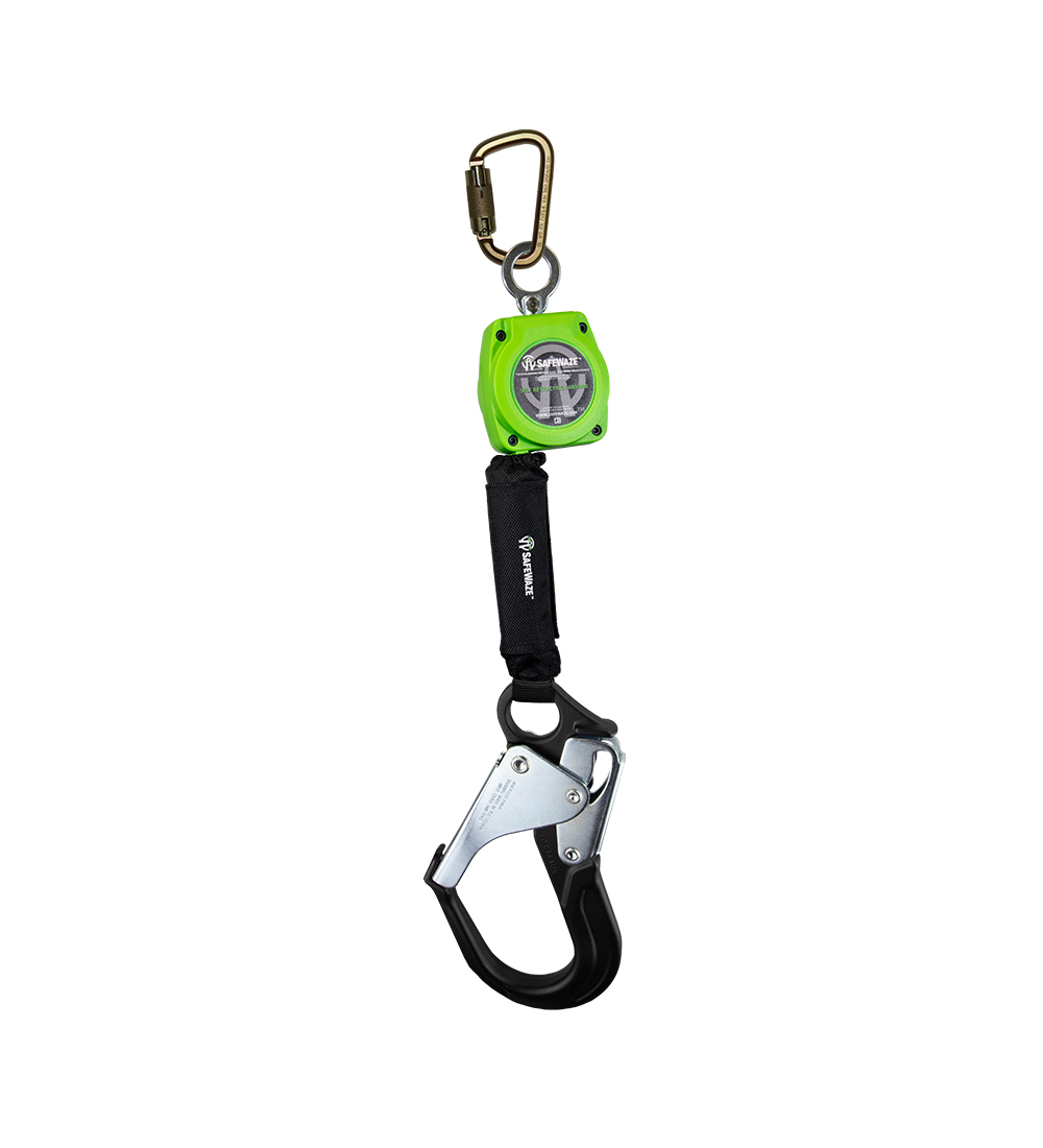 Safewaze 019-5047 6ft Web Retractable with Aluminum Rebar Hook and Steel Carabiner 019-5047