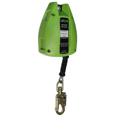 Safewaze FS-EX2530-G-SL 30ft. Cable Retractable with Double Locking Snap Hook with Fall Indicator - Rated for Subdued Edges FS-EX2530-G-SL