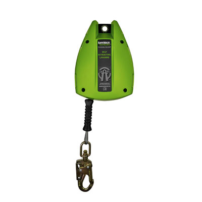 Safewaze FS-EX2550-G-SL 50ft. Cable Retractable with Double Locking Snap Hook with Fall Indicator - Rated for Subdued Edges FS-EX2550-G-SL