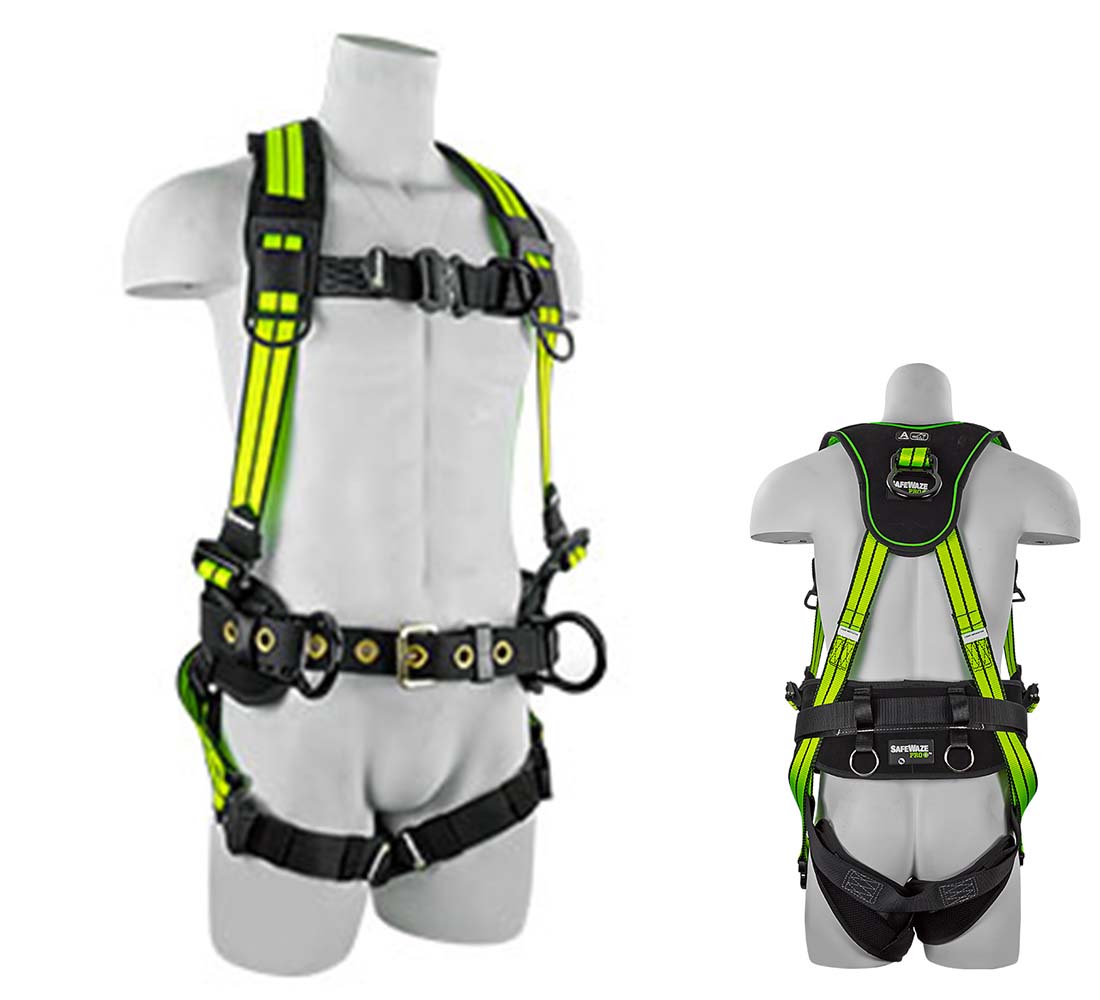 Safewaze FS-FLEX253-FD PRO+ Flex Premium Wind Energy Fall Protection Harness with 4 D-Rings - Large FS-FLEX253-FD-L