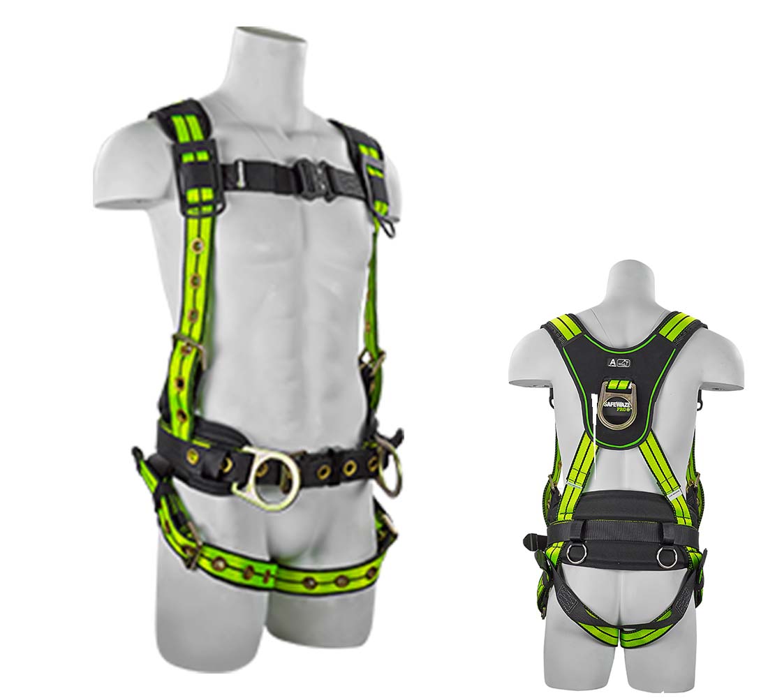 Safewaze FS-FLEX270 PRO+ Flex Iron Workers Fall Protection Harness with Removable Belt and 3 D-Rings - Large FS-FLEX270-L