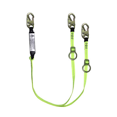 Safewaze FS456 Tie-Back Energy Absorbing Lanyard Dual Leg - Web with Adjustable Ring FS456