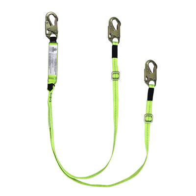 Safewaze FS561-AJ 6ft. Adjustable Energy Absorbing Lanyard with Double Locking Snap Hooks Dual Leg FS561-AJ