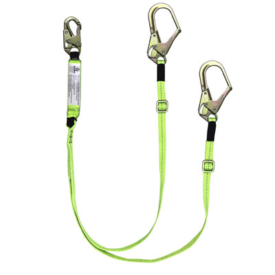 Safewaze FS566-AJ 6ft. Adjustable Energy Absorbing Lanyard with Rebar Hook Dual Leg FS566-AJ