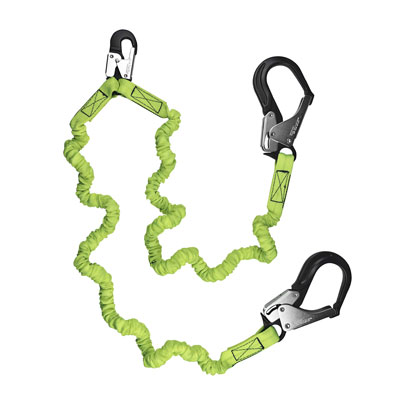 Safewaze FS596-ALU 6ft. Stretch Low-Profile Energy Absorbing Lanyard with Rebar Hook Dual Leg & Aluminum Hardware FS596-ALU