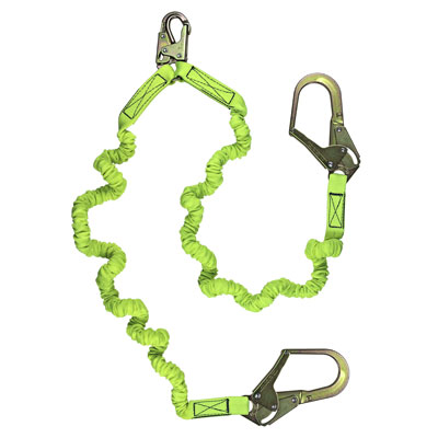 Safewaze FS596 6ft. Stretch Low-Profile Energy Absorbing Lanyard with Rebar Hook Dual Leg FS596