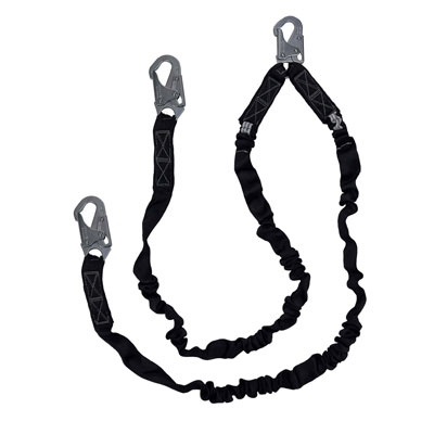 Safewaze FS88581 6ft. Streamline Low-Profile Energy Absorbing Lanyard with Double Locking Snap Hooks Dual Leg FS88581