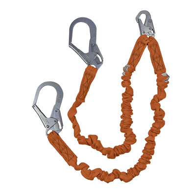 Safewaze FS88596 6ft. Stretch Low-Profile Energy Absorbing Lanyard with Rebar Hooks Dual Leg FS88596