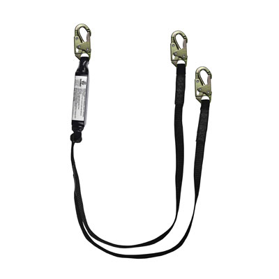 Safewaze FS88661-HW 6ft. Dual Leg Energy Absorbing Lanyard with Double Locking Snap Hooks - 400 lb. Capacity FS88661-HW