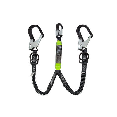 Safewaze FS88761-FF-ALU 6ft. Dual Leg Energy Absorbing Lanyard with Rescue Rings for a 12ft. Free Fall Aluminum Hardware FS88761-FF-ALU