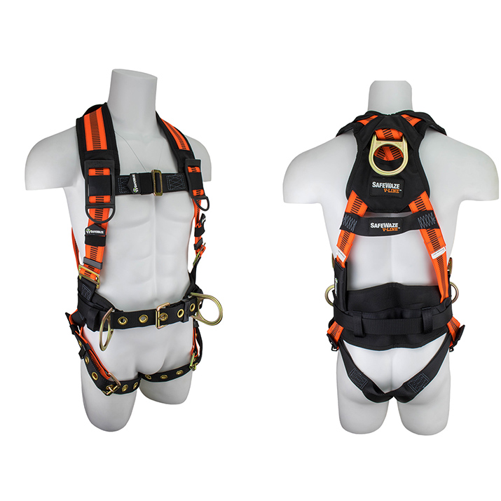 Safewaze FS99160-E V-LINE Construction Fall Protection Harness with 3 D-Rings - Large FFS-FS99160 E L