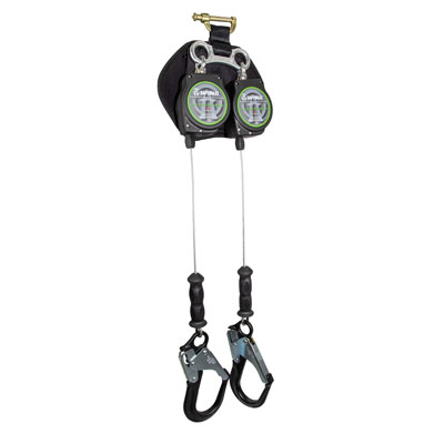 Safewaze SW8008-11LE-RBH-ALU-DL 11ft. Leading Edge Cable Retractable Dual Leg with Double Locking Aluminum Rebar Hooks and a Unique Energy Absorption System built into Back Pad (Class B) SW8008-11LE-RBH-ALU-DL