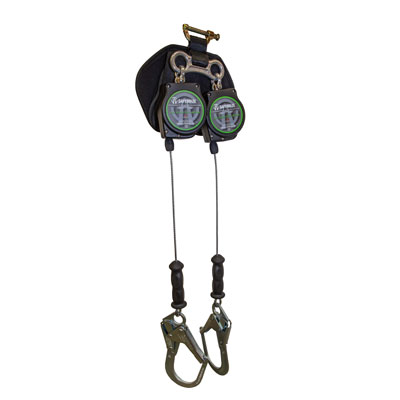 Safewaze SW8008-11LE-RBH-DL 11ft. Leading Edge Cable Retractable Dual Leg with Double Locking Steel Rebar Hooks and a Unique Energy Absorption System built into Back Pad (Class B) SW8008-11LE-RBH-DL
