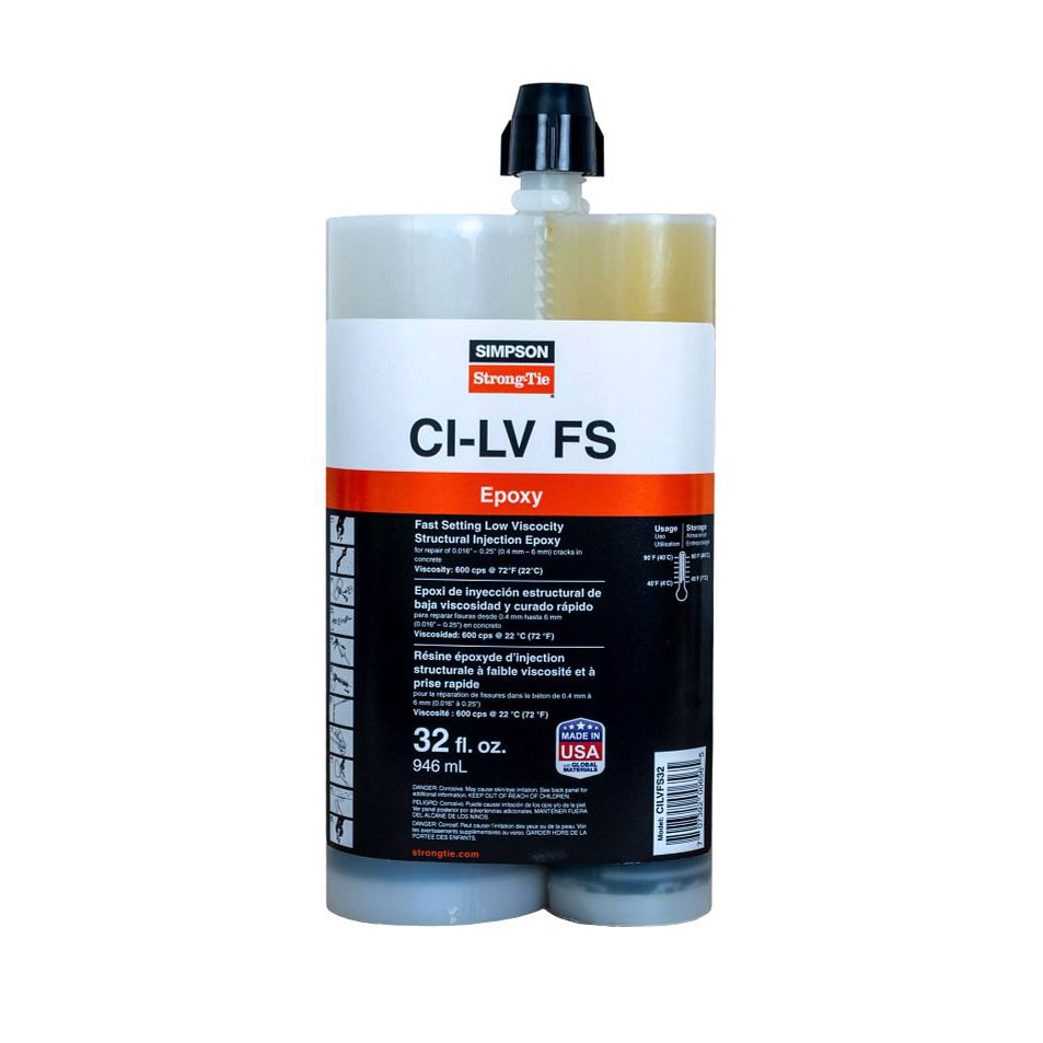 Simpson Strong-Tie CI-LV Low-Viscosity Fast Set Structural Injection Epoxy 32oz Cartridge System with Mixing Nozzle CILVFS32