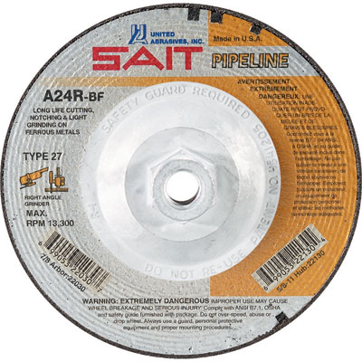 United Abrasives-Sait 22130 4-1/2in x 1/8in x 5/8-11in Pipeline High Speed Cut-off Wheel for Metal (Box of 10) UNA-22130