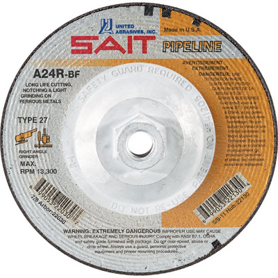 United Abrasives-Sait 22052 7in x 1/8in x 5/8-11 Pipeline High Speed Cut-off Wheel for Metal (Box of 10) UNA-22052