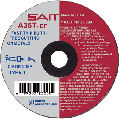 United Abrasives-Sait 23042 3in x 1/16in x 1/4in High Speed Cut-off Wheel for Metal (Box of 50) UNA-23042