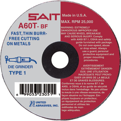 United Abrasives-Sait 23064 4in x .035in x 5/8in High Speed Cut-off Wheel for Metal (Box of 100) UNA-23064