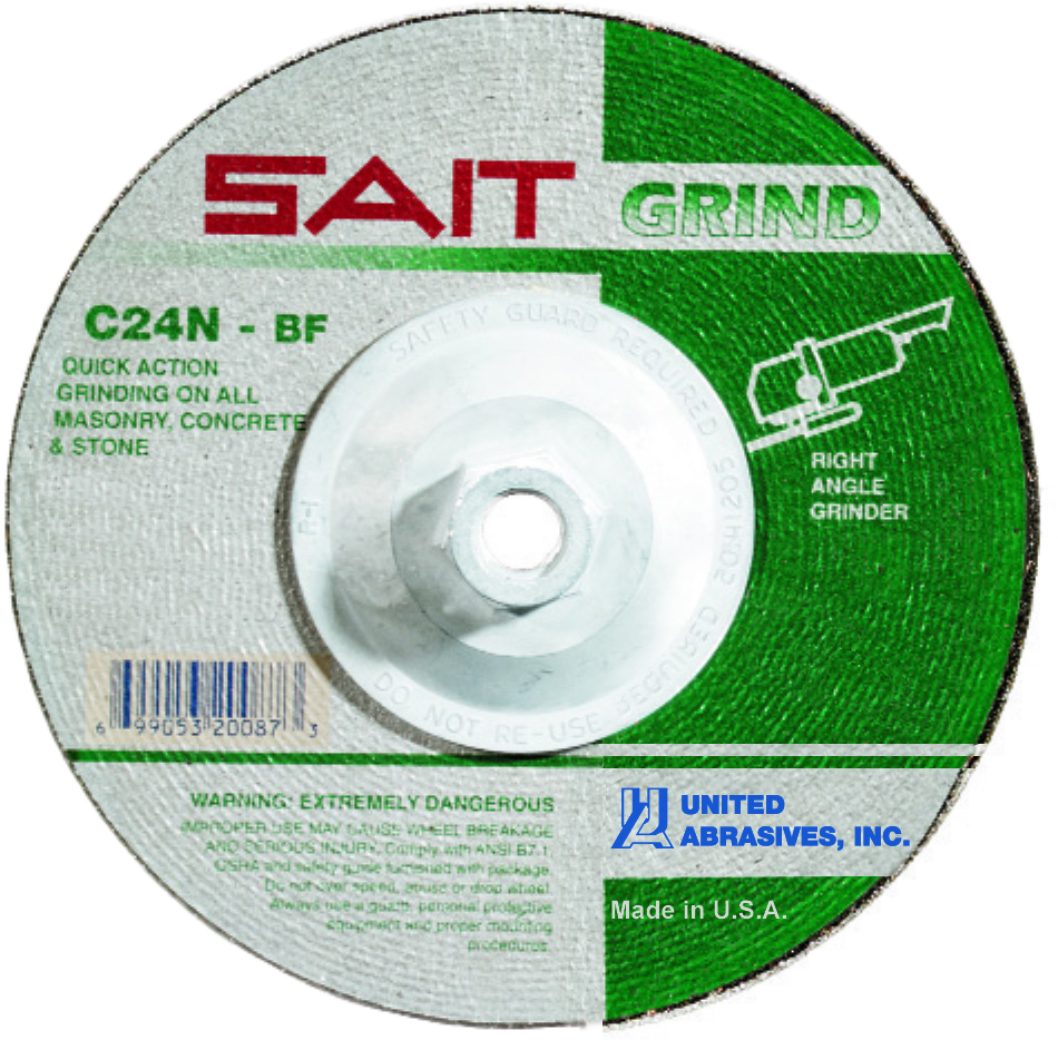 Sait 20161 4-1/2inX 1/4in X 5/8-11in Wheel C24n Masonry (Box of 10) UNA-20161