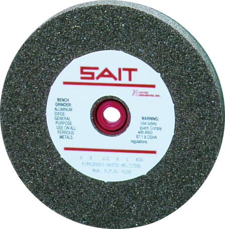 United Abrasives-Sait 28003 6in x 1/2in x 1in Bench Grinding Wheel for Ferrous Metals (Box of 1) UNA-28003